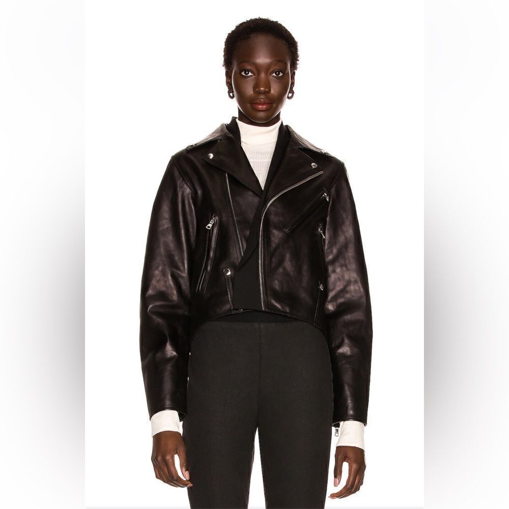 $1395 RtA Black Leather Moto Jacket Saige Biker FWRD Designer Motorcycle Sz XS - Picture 3 of 16